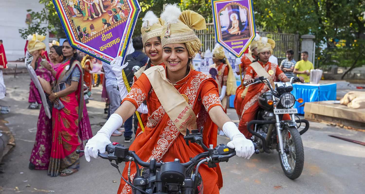 Bengaluru: People take part in a religious procession on the occasion of Mahavir Jayanti in Bengaluru, Karnataka, on Thursday.