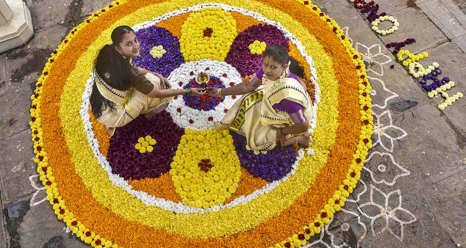 A ‘rangoli’ dedicated to the victims of 26/11 Mumbai terror attacks, made on the occasion of Onam festival at Chhatrapati Shivaji Terminus, in Mumbai, on Friday,