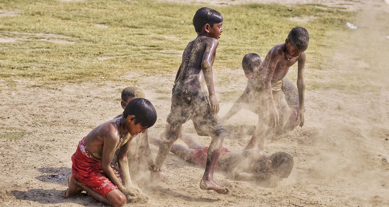 New Delhi: Children play on the bank of River Yamuna on a hot summer day, in New Delhi, on Tuesday. New Delhi: Children play on the bank of River Yamuna on a hot summer day, in New Delhi, on Tuesday.