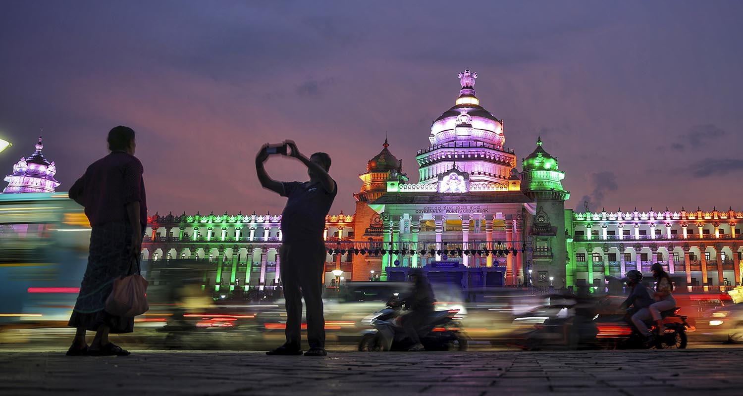 Bengaluru: Vidhana Soudha illuminated on the eve of the 11th Commonwealth Parliamentary Association India Region Conference, in Bengaluru, Karnataka, on Wednesday.