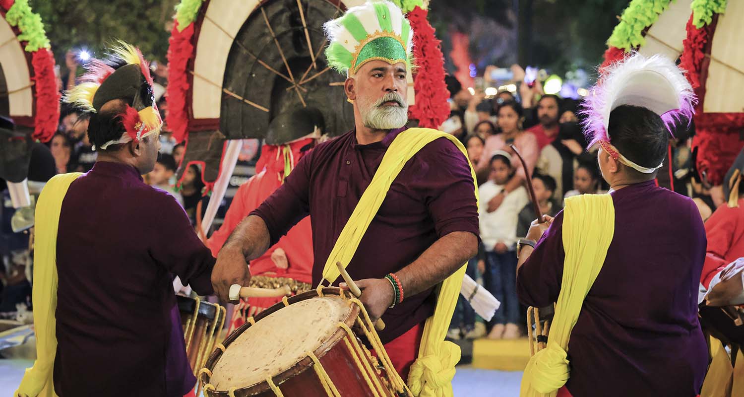 Artistes perform during ‘India Week’ celebrations under the Riyadh Season of Saudi Arabia’s Global Harmony initiative, in Riyadh.